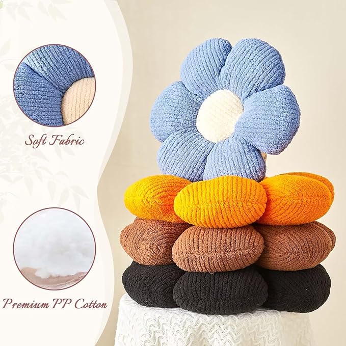 Flower Throw Pillow, Soft Blue 19.6" Shaped Floor Pillow - Image 4