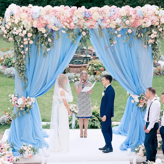 Wokceer Dusty Blue Wedding Arch Draping Fabric Backdrop 3 Panels 28.7" X 20FT - Image 3