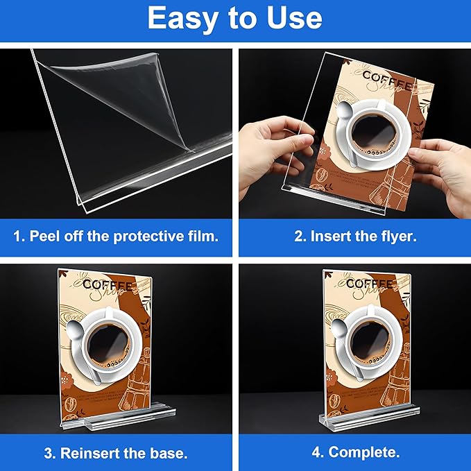5x7 Acrylic Sign Holder, 12 Pack Vertical Plastic Signs Frame Table Top Display - Image 7