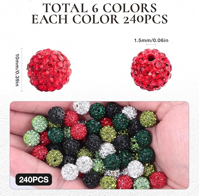 novani 240pcs 10mm Green Rhinestone Beads - Image 3