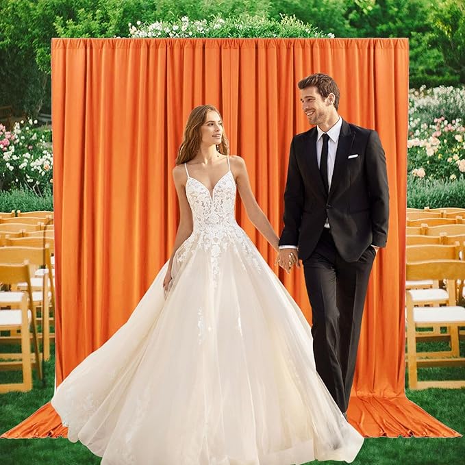 2 Panels Deep Orange Backdrop Curtain, 10 x 10 Feet Background Curtains - Image 6