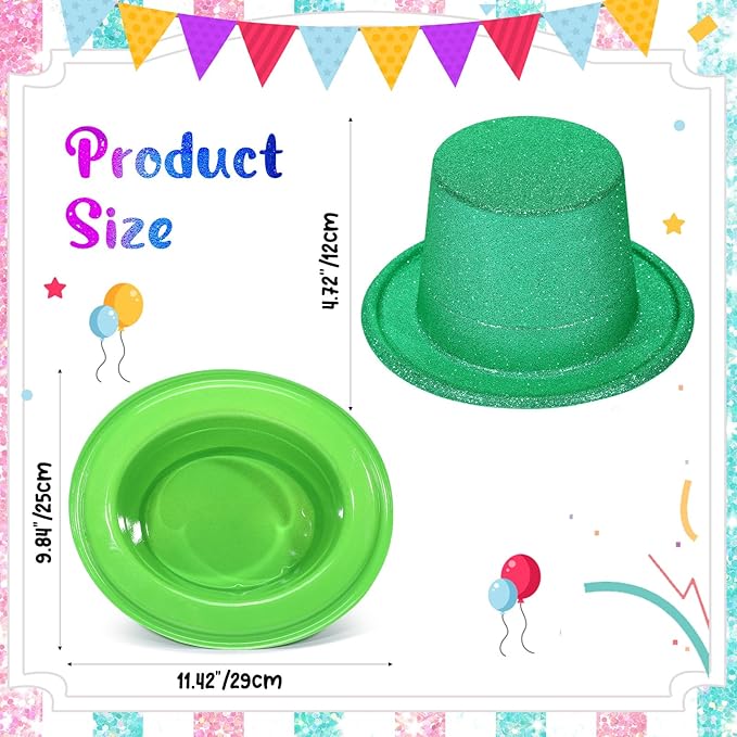 Handepo 12 Pack Bright Glitter Top Hat Mini Fun Party Hats - Image 2