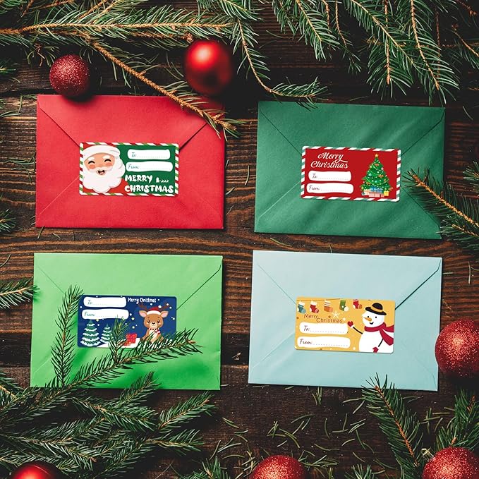 500 PCS Christmas Gift Tags, Self Adhesive Santa Claus Stickers, Festive - Image 6