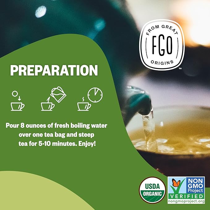 FGO Organic Lemon Balm Tea, Eco-Conscious Herbal Tea Bags, Resealable Bag - Image 5
