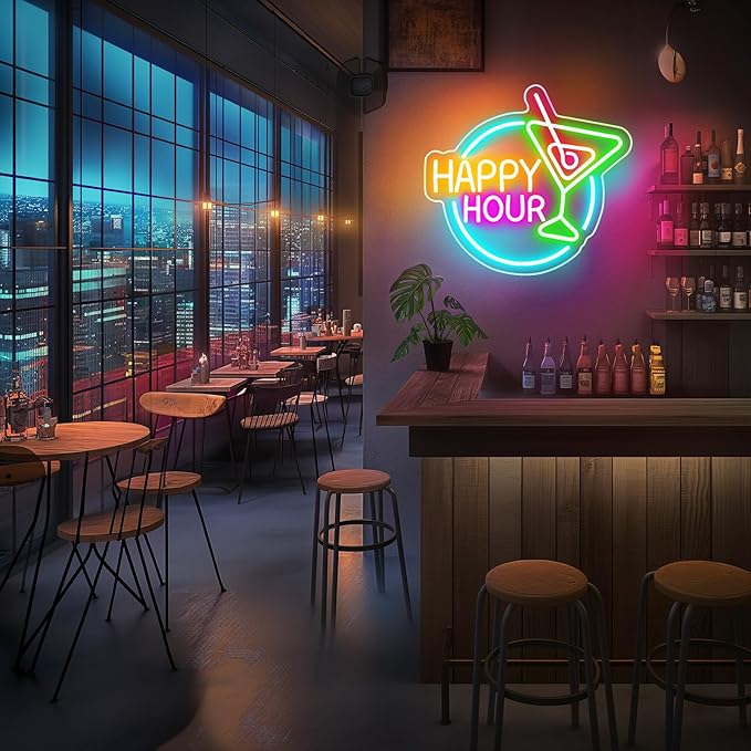 Happy Hour Neon Sign Dimmable Led Happy Hour Neon Bar Signs - Image 6