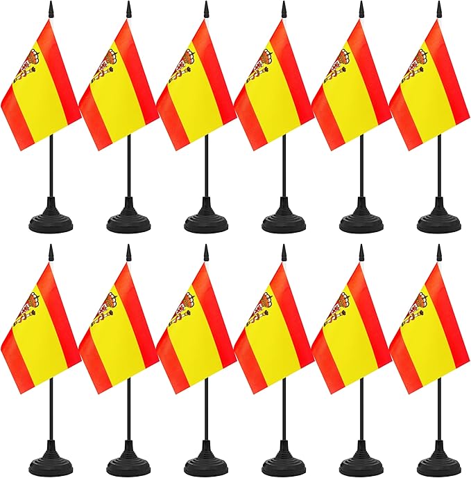 12 Pack Spain Desk Flag Set, Spanish Table Office Flag, Small Miniature Desktop by Unknown