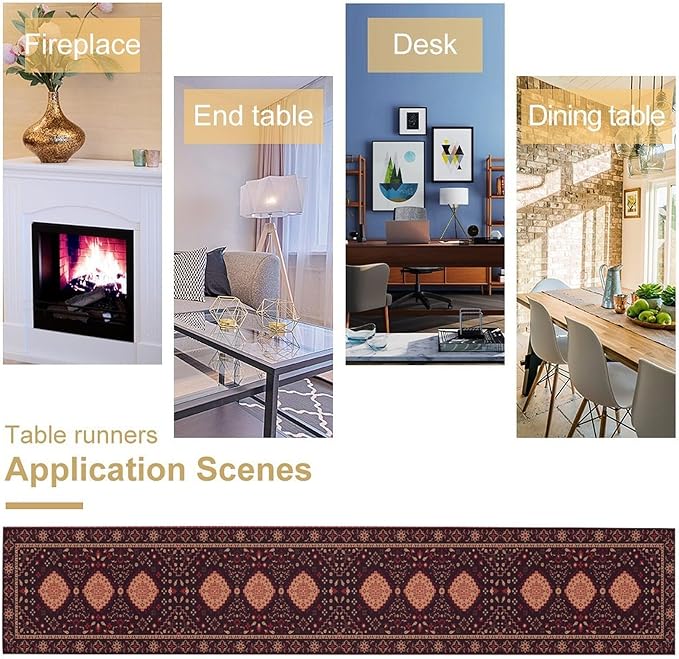 Vintage Boho Aztec Table Runner, Rustic Farmhouse Magical Kitchen Dining Home - Image 6