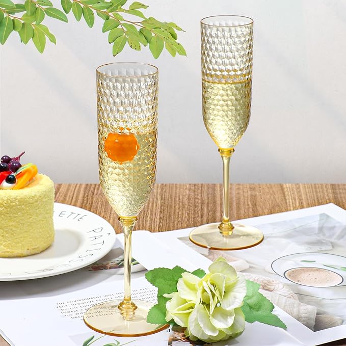 XUWAIDSGN 24 Pack Amber Detachable 2 piece Champagne Flutes 5.5 Oz Unbreakable - Image 6