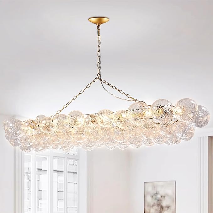 Nordic Bubble Ball Swirled Glass Chandelier, 62 inch Long Rectangular by LongreeLightFixture