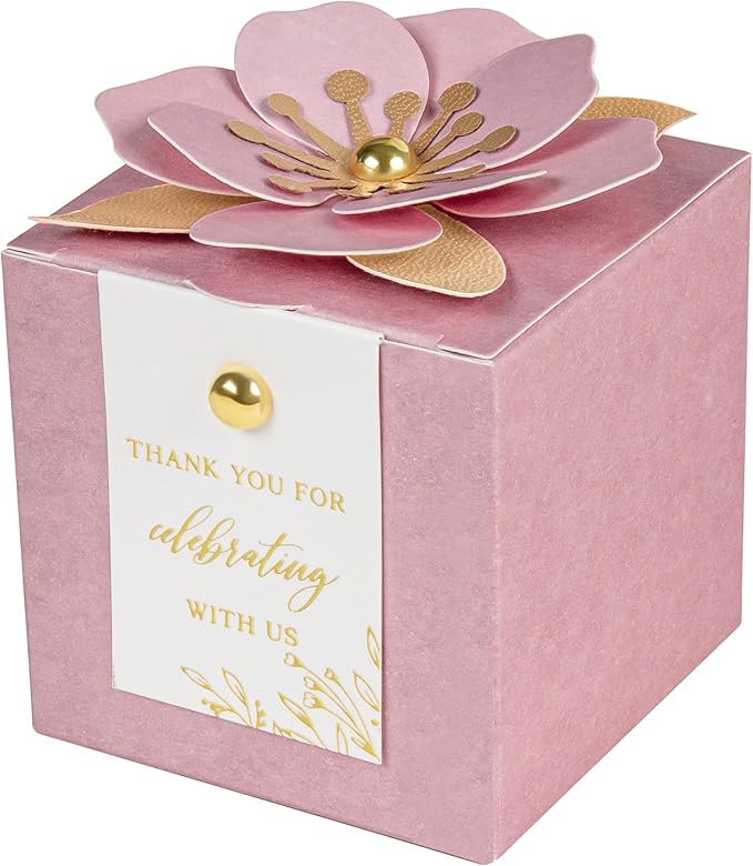 FEIYI 20 PCS Favor Boxes, 3 In 1 Dusty Rose Candy Boxes by FEIYI