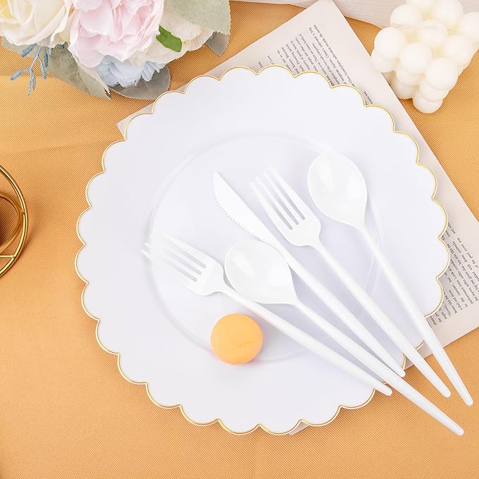 Supernal 180PCS White Plastic Silverware, Disposable Silverware Include 60 Forks - Image 4