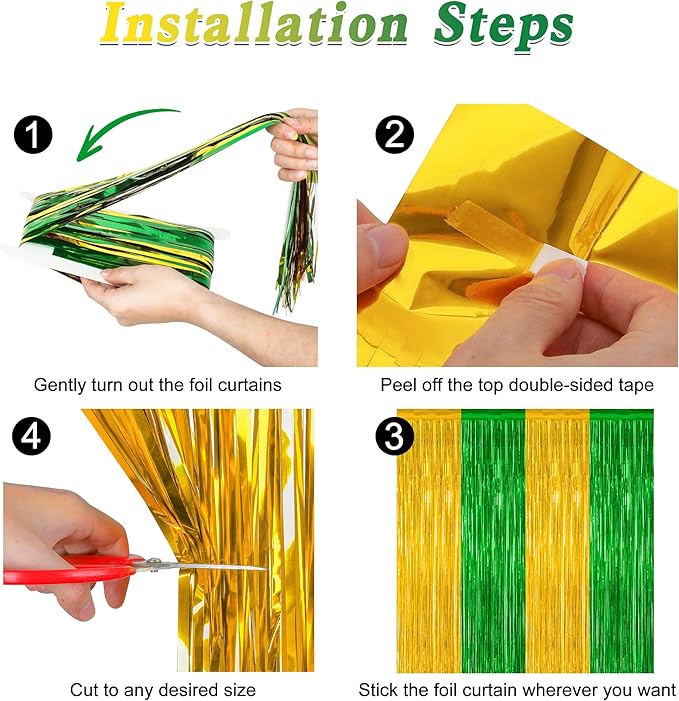 2 Pack Graduation Backdrop, Large Grad Decor 2025, Metallic Green and Gold Grad - Image 3