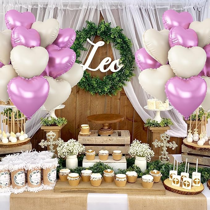 Purple Cream White Heart Balloons - Image 4