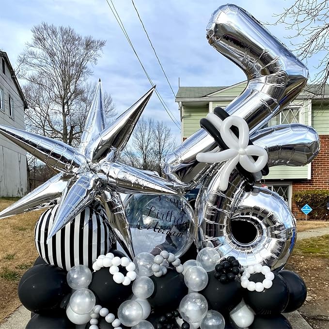 40'' Silver Number 7 Balloons, Self Inflating Foil Number Balloons Set 0-9 - Image 5