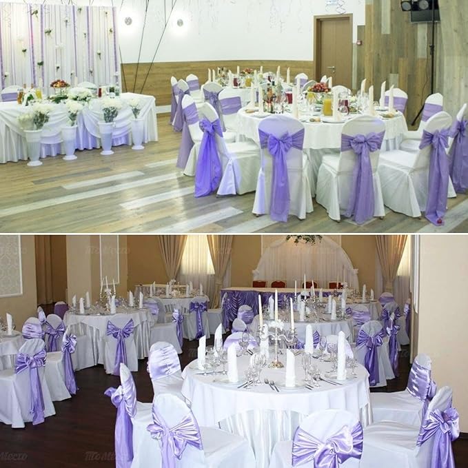 100 PCS Satin Chair Sashes Decorative Bow Chair Sashes Ties Back Ribbon Bows - Image 9