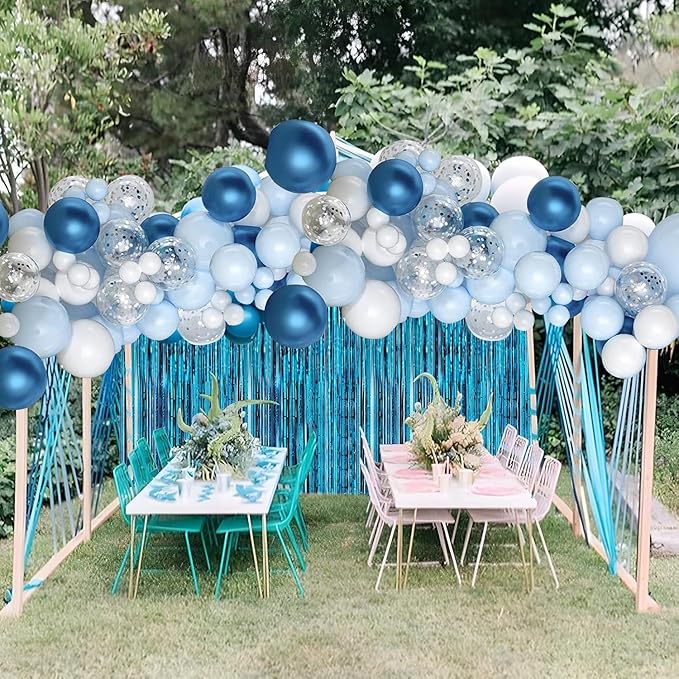 2 Pack Baby Blue Foil Fringe Curtains Door Streamers Party Decorations 3.3 x - Image 3