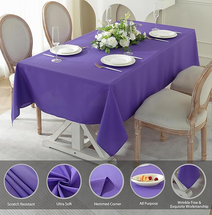 Craft And Party Rectangle Tablecloth, 70 x 108 Inch Purple Tablecloth, - Image 2