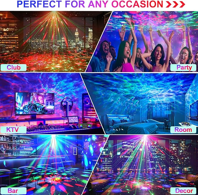 Disco Ball Light, Party Disco Dj Strobe Ocean Star Projector Dance Light Sound - Image 8