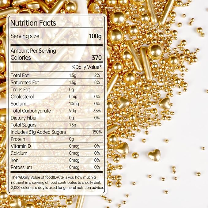 Gold Pearl Heart Sprinkles, Pearls Sprinkles - Image 2
