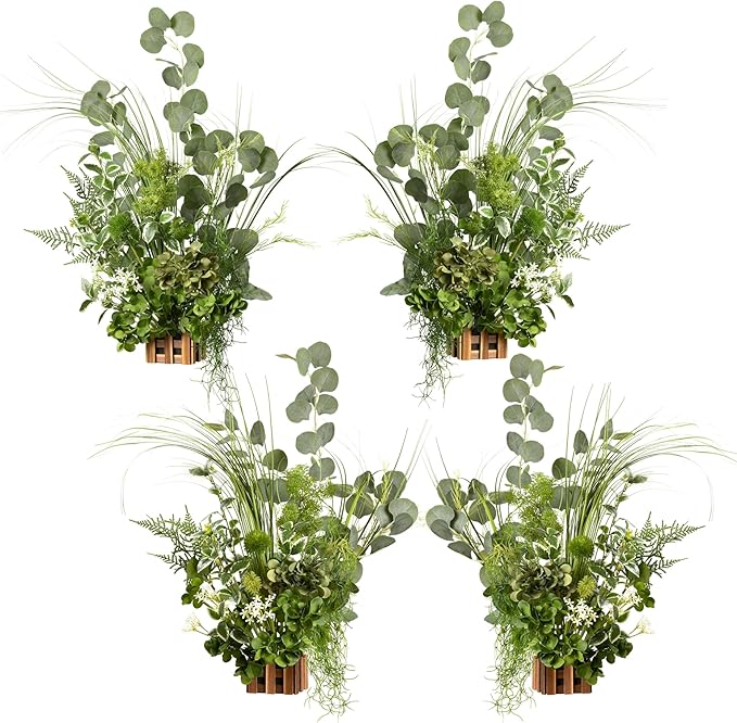 Ling's moment 17.5" Tall Free-Standing Artificial Flowers Arrangements 4 pcs by LingsMoment