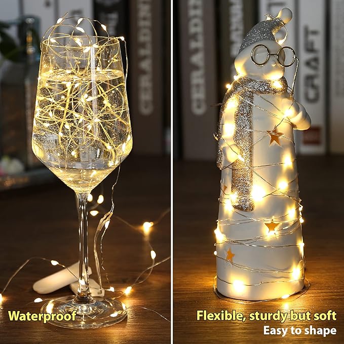 HXWEIYE 12 Pack Fairy Lights Battery Operated, Warm White 7ft 20LED Mini - Image 5