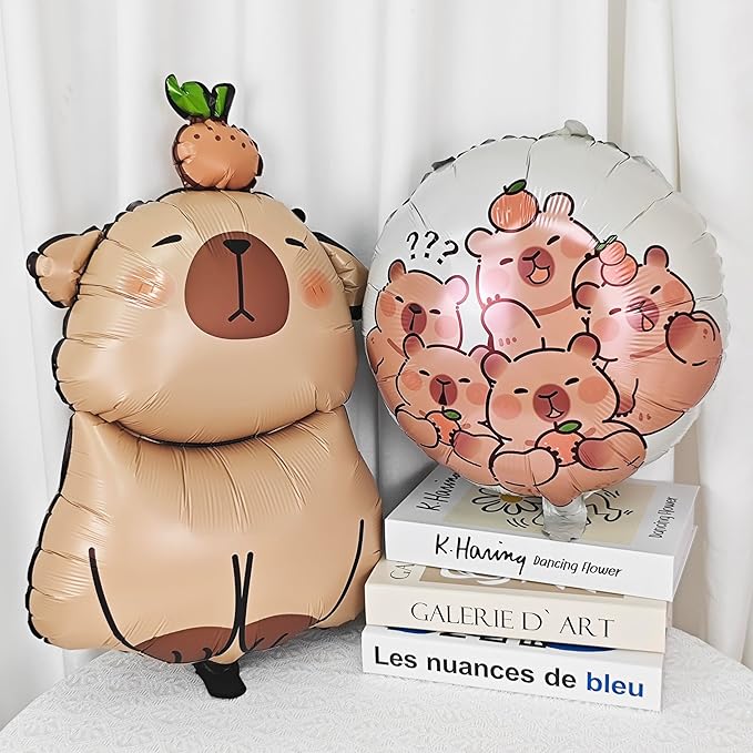 3PCS Capybara Animal Balloons Round Capybara Shaped Foil Birthday Balloon - Image 4