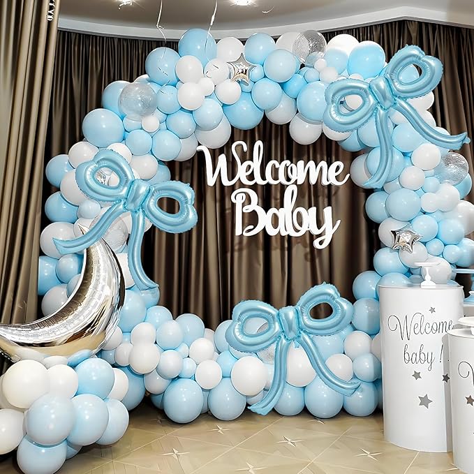 4 Pcs Blue Bow Balloons Bow Birthday Party Decorations - Image 6