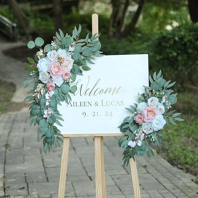 Artificial Blush Pink Wedding Arch Flower Swags Set of 2 - Image 2