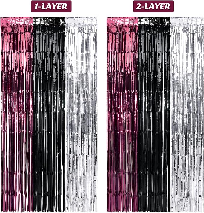 3 Pack 3.3Ft x 6.6Ft Graduation Foil Fringe Curtain Backdrop Decorations - Image 5