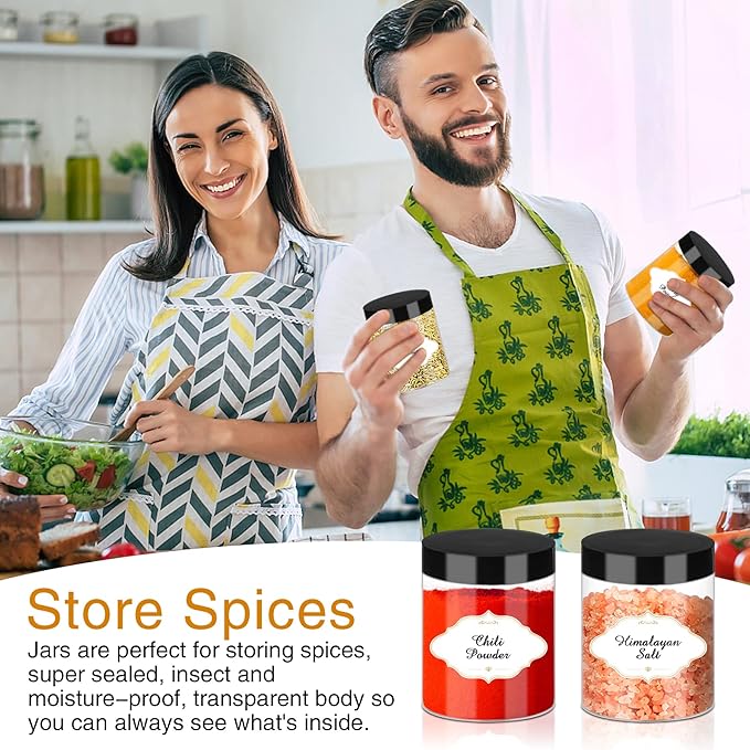 8 OZ Plastic Jars with Lids, Slime Containers with Lids 48 Pcs Airtight Round - Image 5