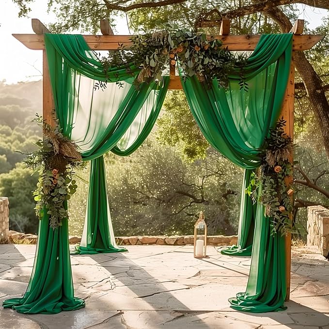 Wokceer Wedding Arch Draping Fabric 2 Panels 28.7" x 20FT Emerald Green Drapes - Image 7