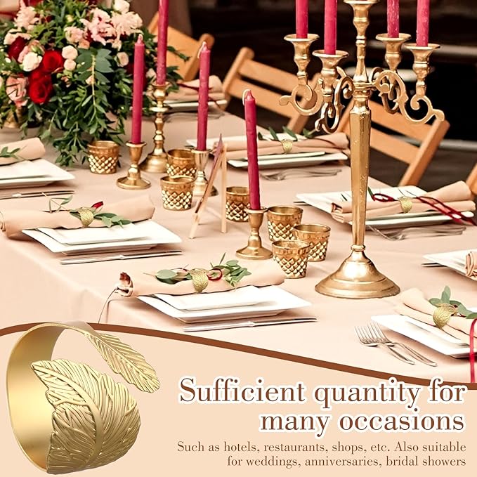 Bokon 100 Pcs Gold Napkin Rings - Image 4
