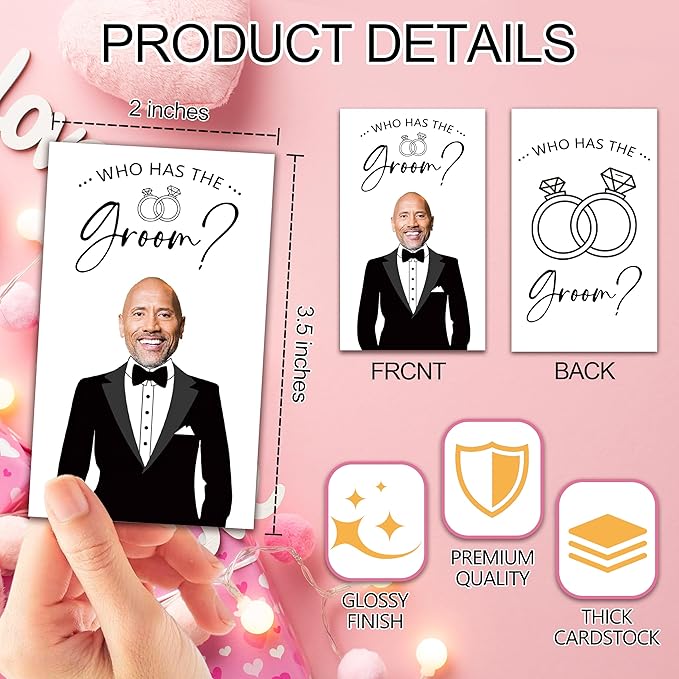 Who Has The Groom Bridal Shower Games, 3.5"x 2.1" Bachelorette Party Favor Decor - Image 2