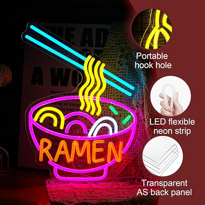 Ramen Neon Sign Dimmable LED Ramen Neon Light - Image 3