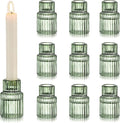 Hewory Glass Taper Candle Holders: 10 PCS Green Vintage Candle Holder by Hewory