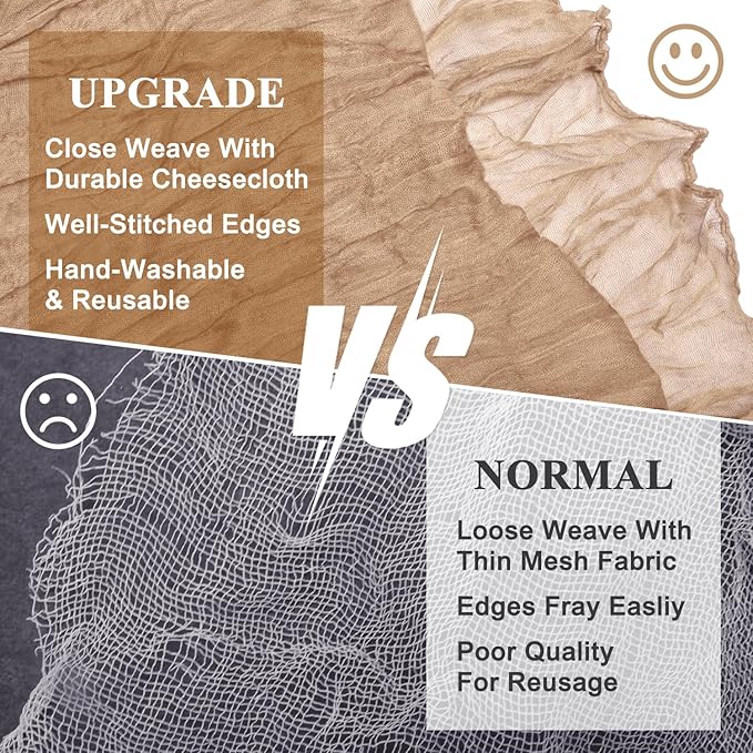 Asee'm 3pcs Cheesecloth Table Runner 120 Inches Long Nude Boho Gauze Cheese - Image 4