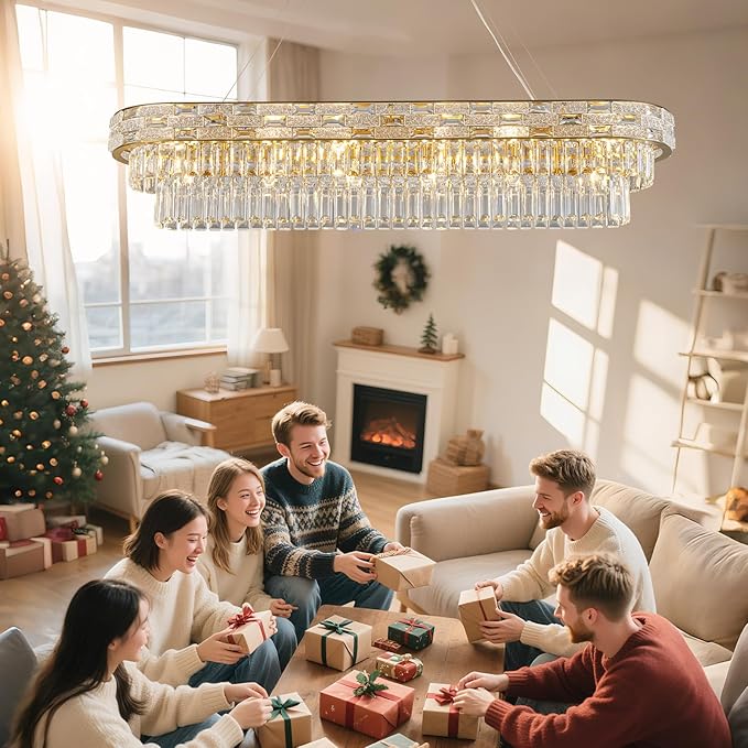 Crystal Chandeliers, 49.2" 18-Light Gold Chandelier - Image 9