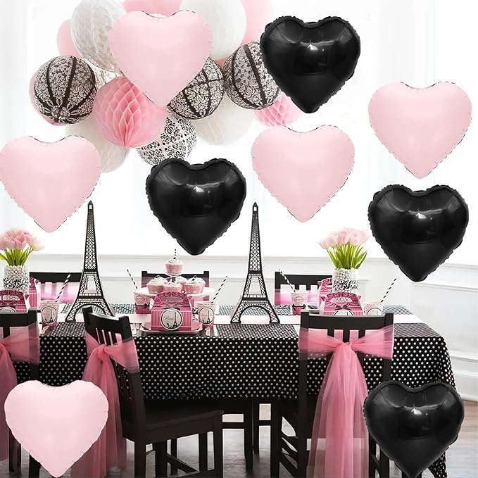 Black and Pink Heart Balloons - Image 5