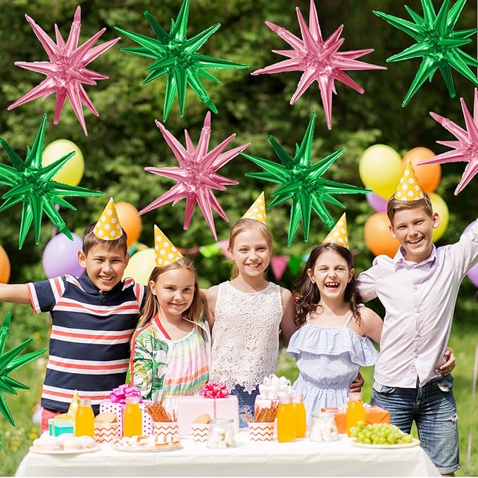 Pink Green Star Balloons - Image 7