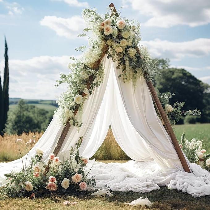 Wedding Arch Draping Fabric 1 Panel 30" X 20FT Sheer Arch Drapes Fabric White - Image 6