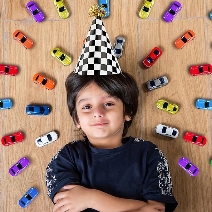 48 Race Car Birthday Party Hats Race Car Party Supplies Include Black White - Image 8