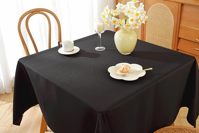 Craft And Party Square Tablecloth, 60 x 60 Inch Black Tablecloth, Polyester - Image 4