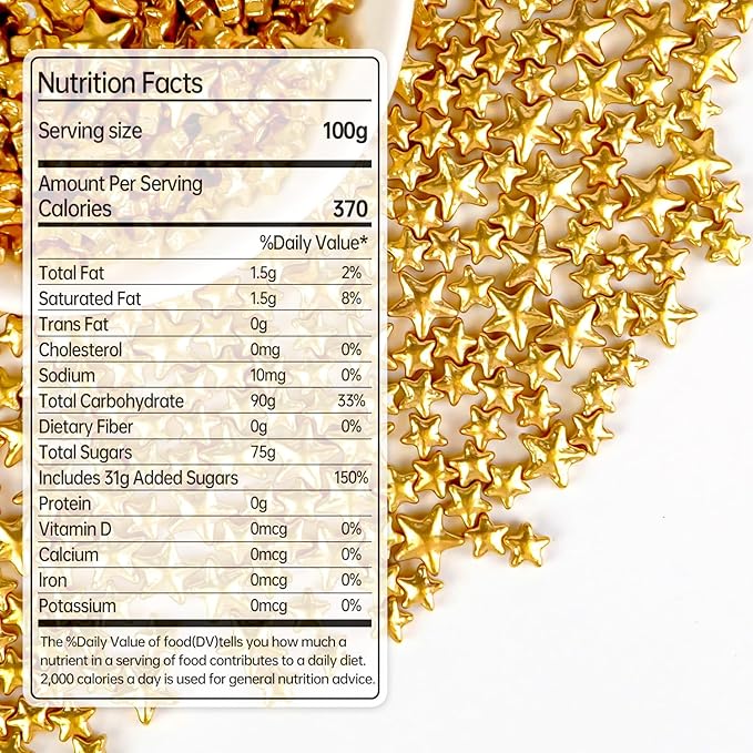 Gold Star Sprinkles for Cake Decorating, Edible Star Sugar Candy, Mix Size - Image 2