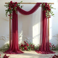 Wedding Arch Draping Fabric, 1 Panel Burgundy Sheer Backdrop Curtain Tulle by Partisky