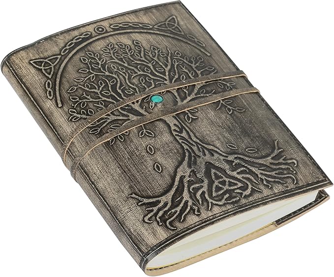 Leather Journal Refillable Lined Paper Tree of Life Handmade writing Notebook by KomalsPassionLeather