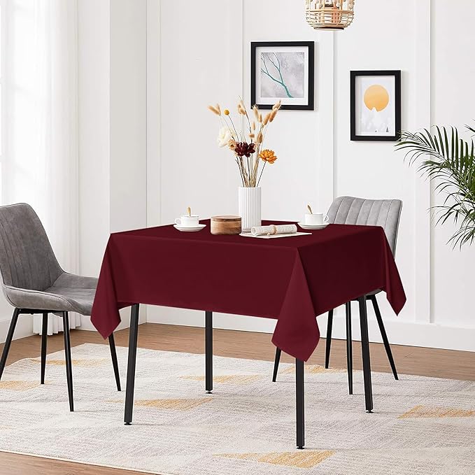 sancua Square Tablecloths 85x85 Inch Burgundy - Image 3