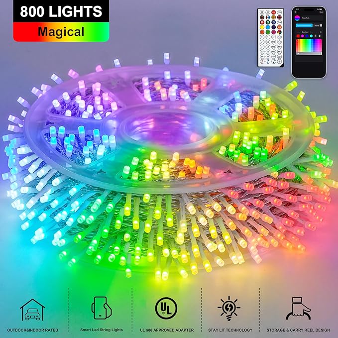 JMEXSUSS 800 LED RGB String Light Outdoor Indoor, Christmas Lights Outdoor - Image 2