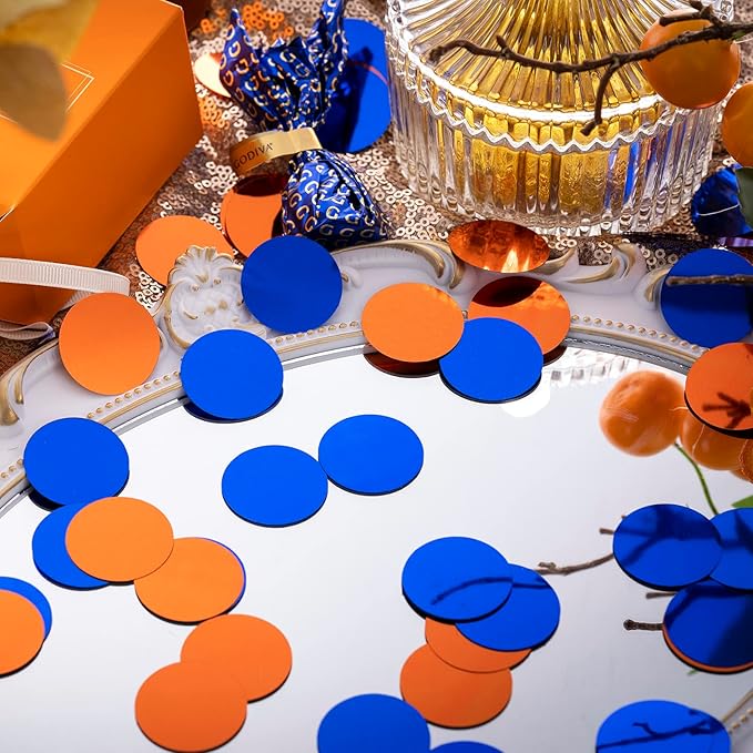 Orange Blue Table Confetti Party Decorations Metallic Circle Dot Confetti - Image 5