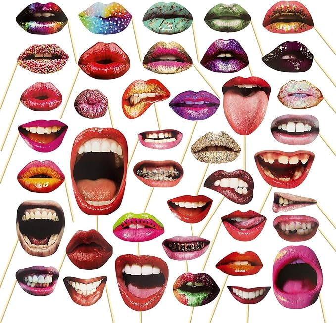 40pcs Party Photo Booth Props, Funny Lips Mouth Selfie Props Accessories by INTATIKOO
