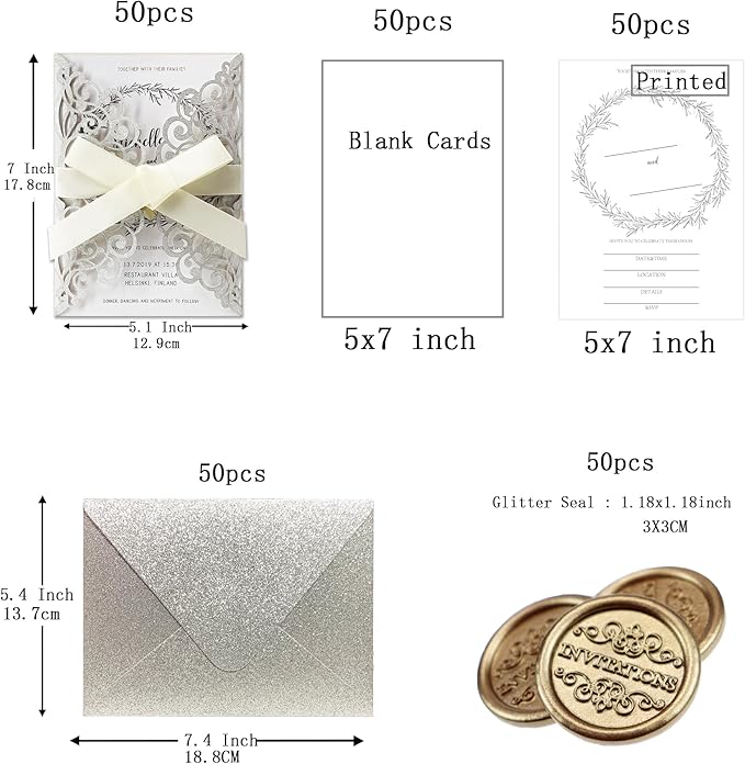 50Pcs Laser Cut Wedding Invitation - Image 2